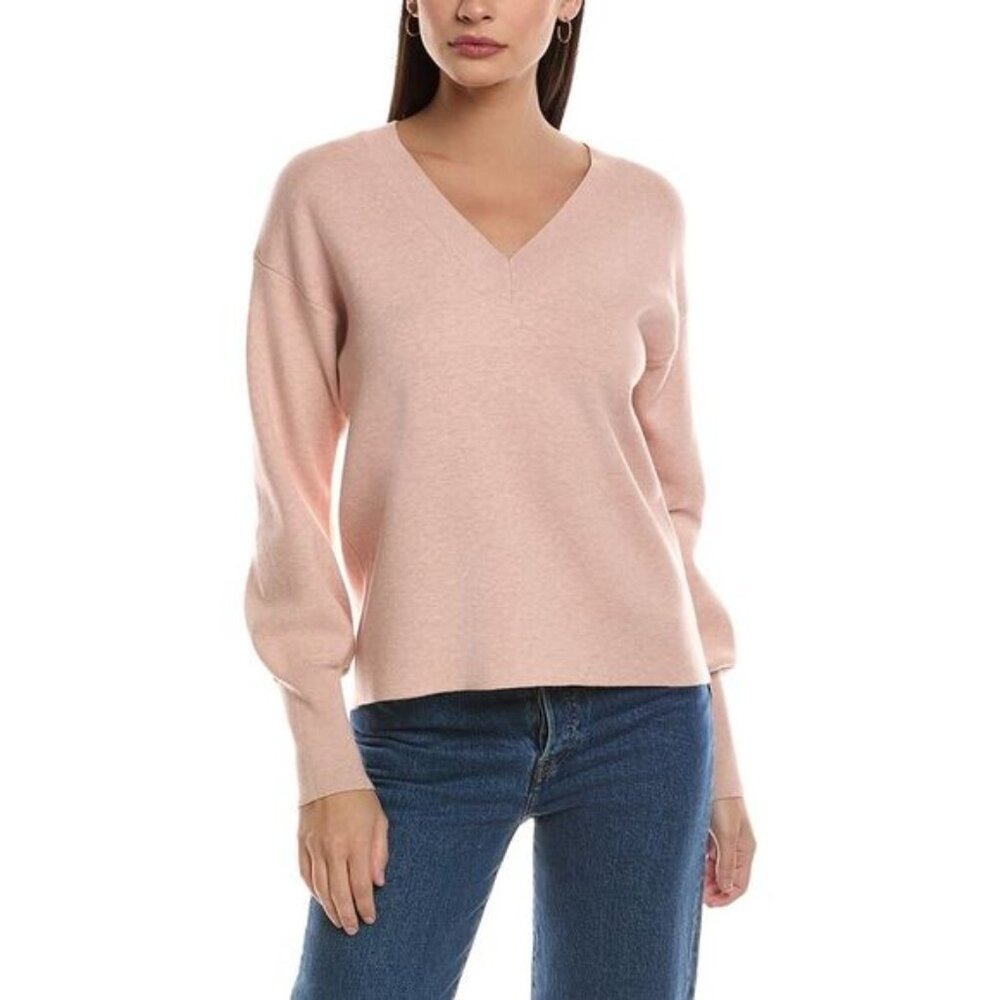 OAT New York Sweater XS Pink V Neck Minimalist Capsule Balletcore‎ Soft Girl